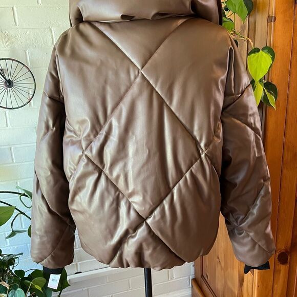 BCBG GENERATION drop shoulder short duvet puffer jacket faux fur lined - Picture 6 of 11